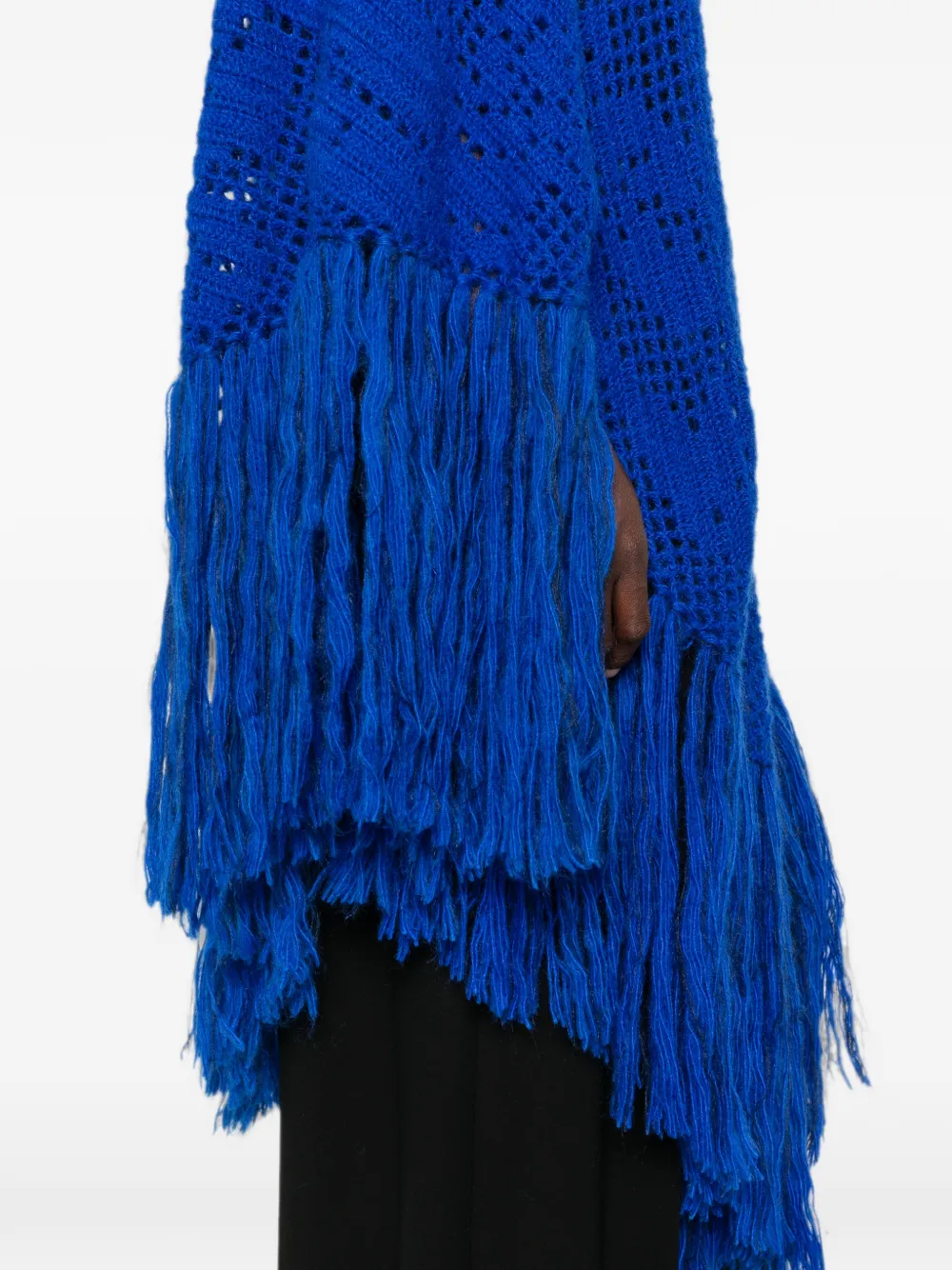 Chiara Is Scialle Coperta Peonia gehaakte poncho met franje Blauw