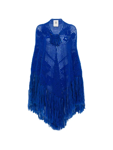 Chiara Is poncho Scialle Coperta Peonia con flecos