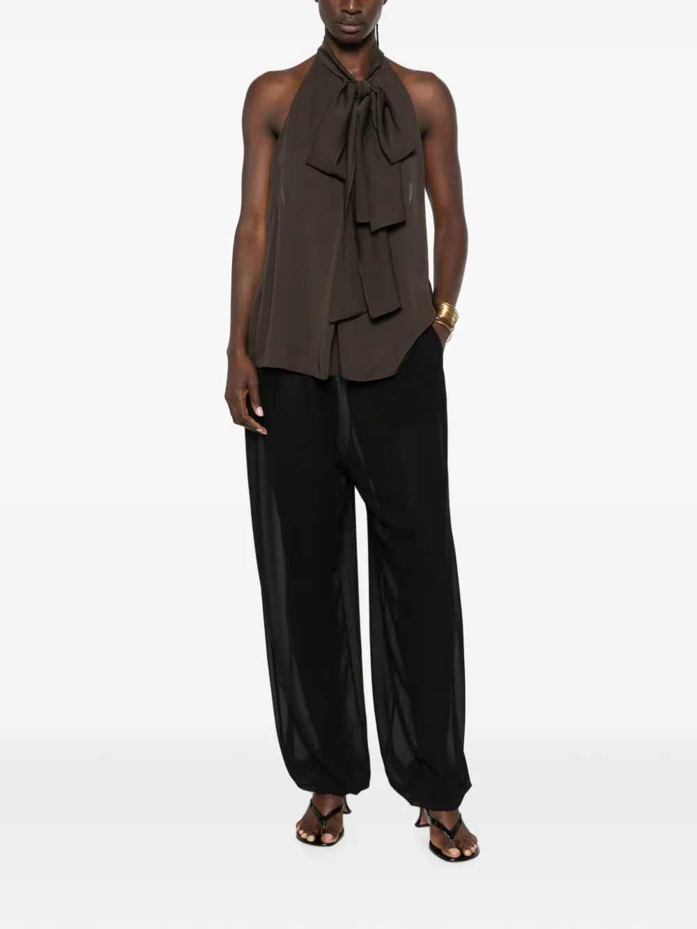 TOM FORD Mouwloze top met strik Bruin