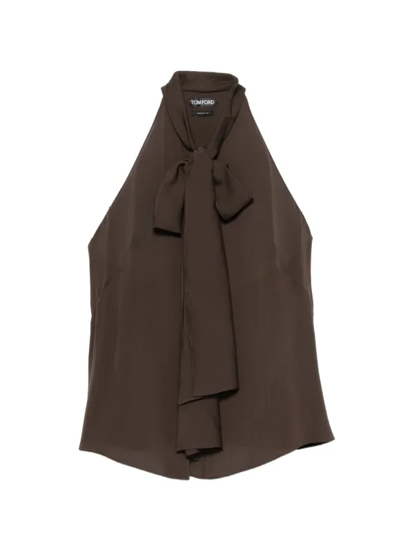 Tom Ford Sleeveless Bow-detail Top in Brown