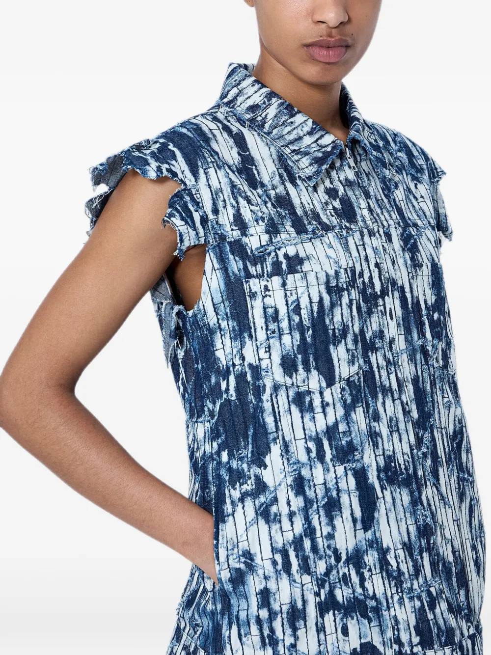 Limi Feu Mouwloos jack met textuur Blauw