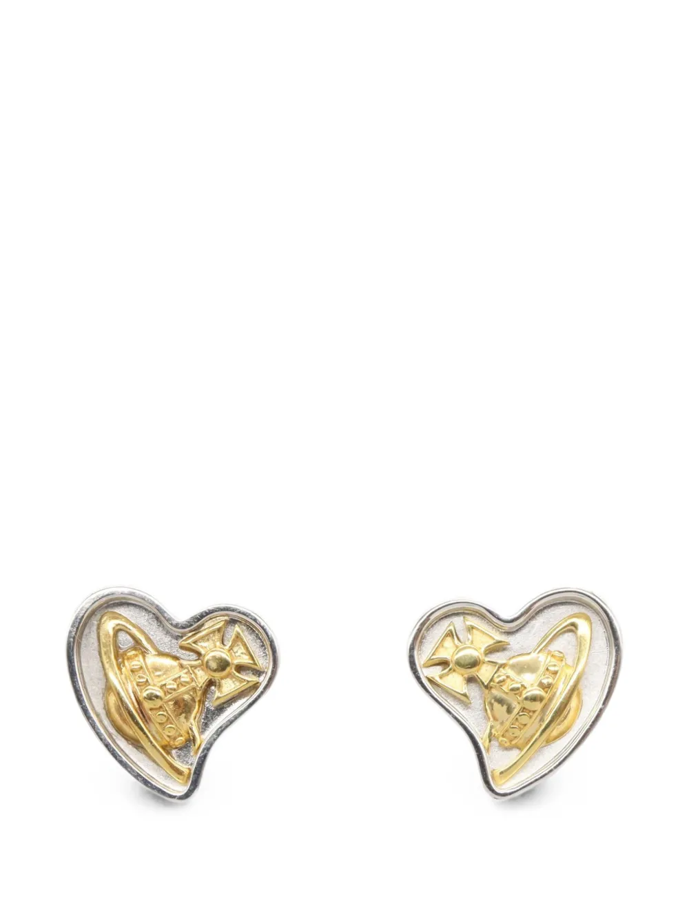 Vivienne Westwood Pre-Owned Orb heart-shaped earrings - Argento