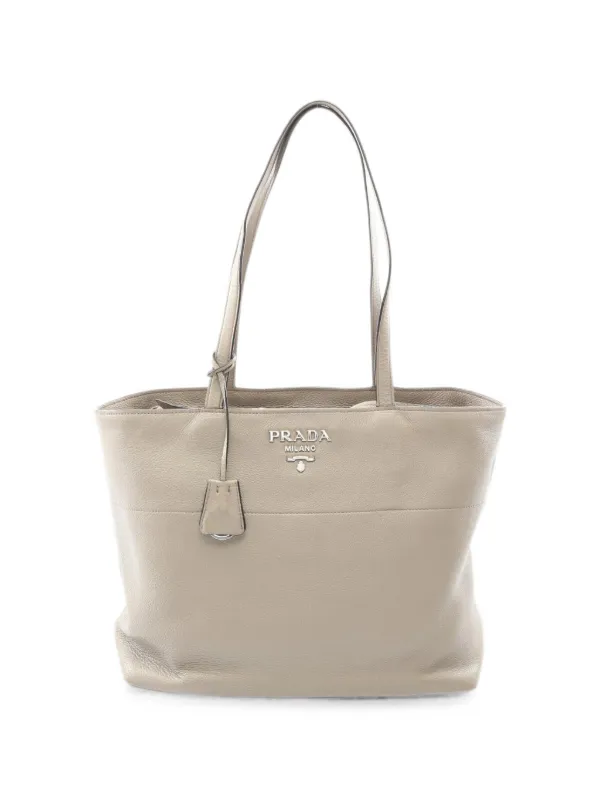 Prada Pre-owned 2000s Vitello Phenix Leather Tote Bag in Neutrals