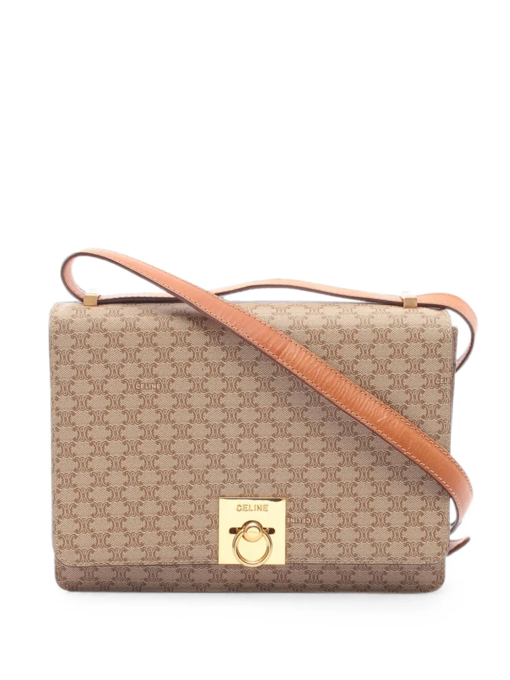 Celine Pre-Owned 2000s Macadam-Ring-detail shoulder bag - Nude