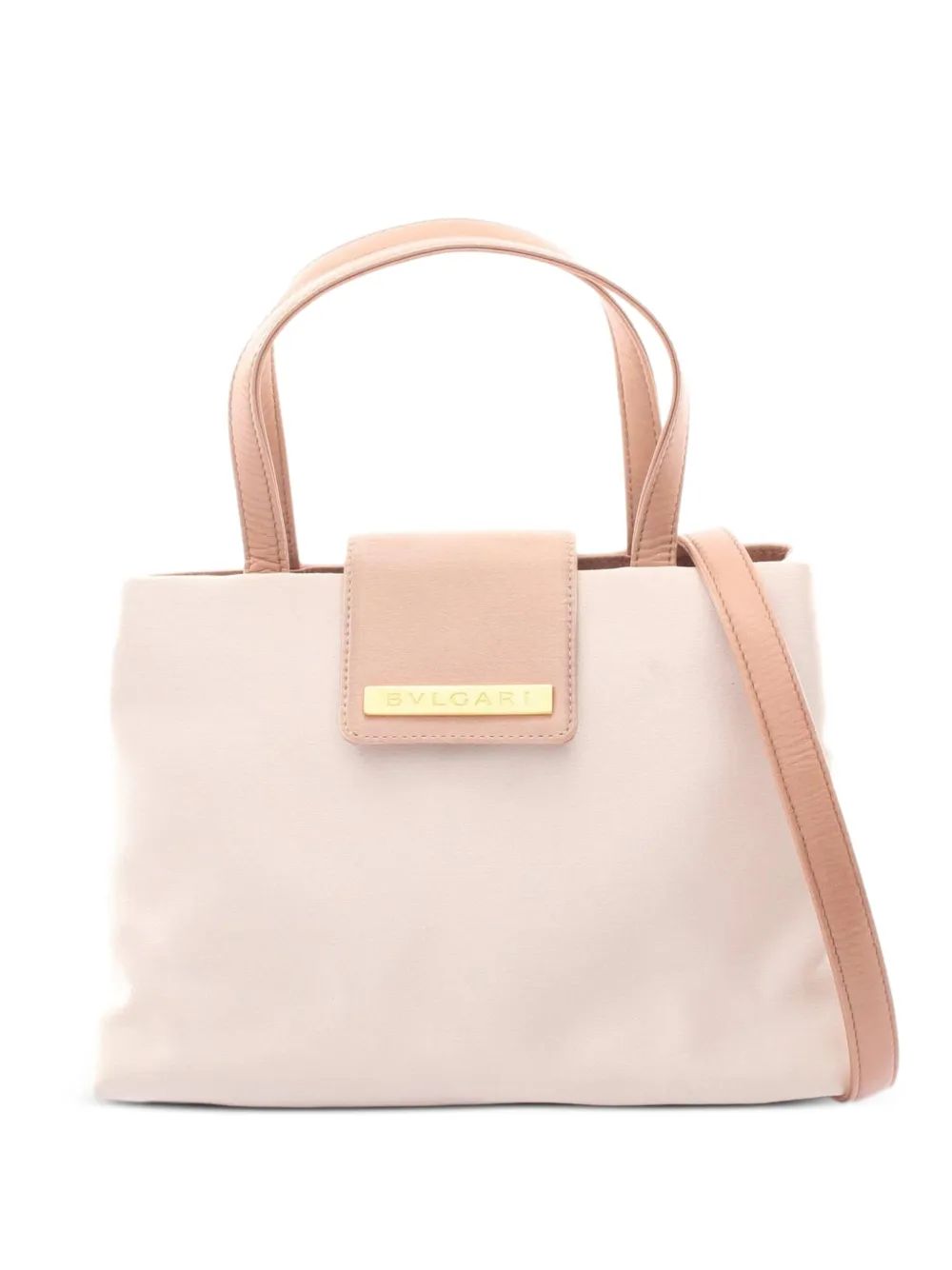 Bvlgari Pre-Owned 2000s two-way leather-trim handbag - Nude