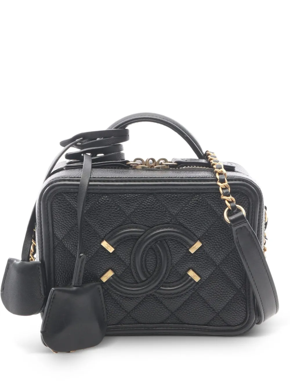 CHANEL Pre-Owned 2018-2019 small CC Filigree Vanity two-way handbag - Nero