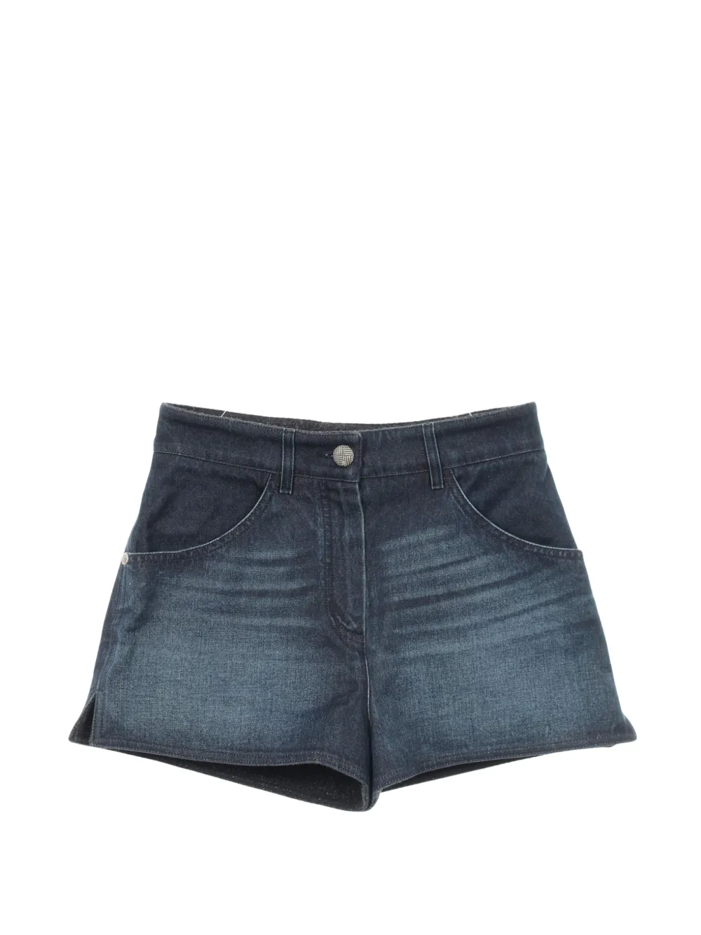 CHANEL Pre-Owned 1986-1988 Cocomark button denim shorts - Blue