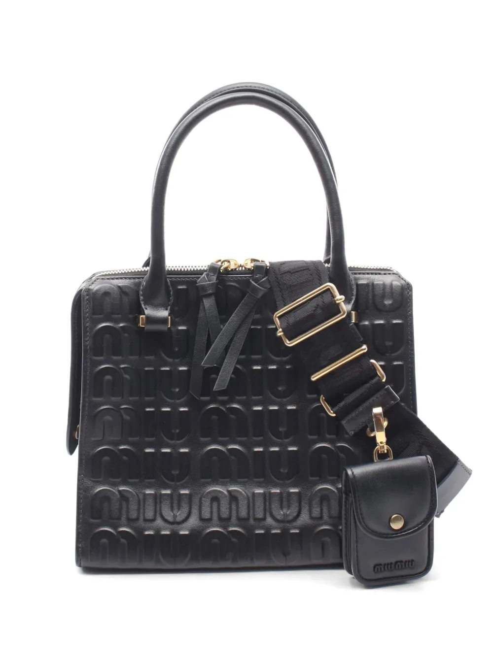 Miu Miu Pre-Owned 2010s embossed logo handbag - Black