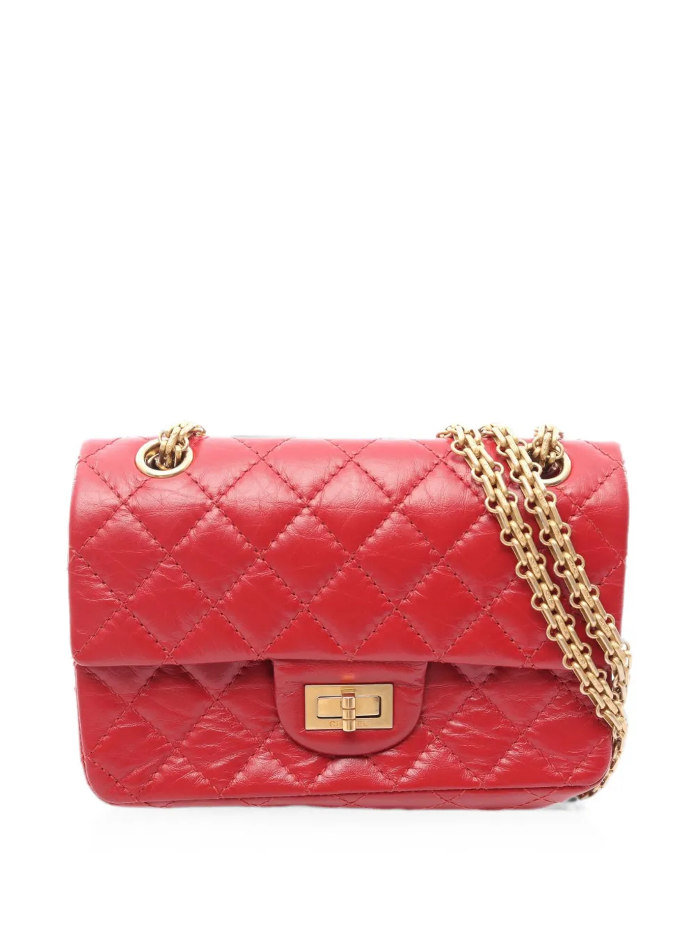 CHANEL Pre-Owned 2019 2.55 diamond-quilted mini bag - Rosso