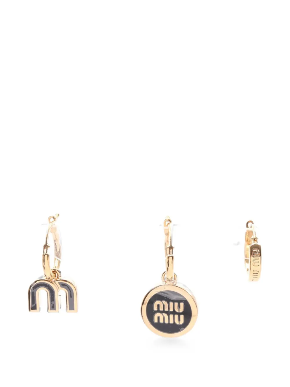 Miu Miu Pre-Owned logo-pendant hoop earrings - Oro