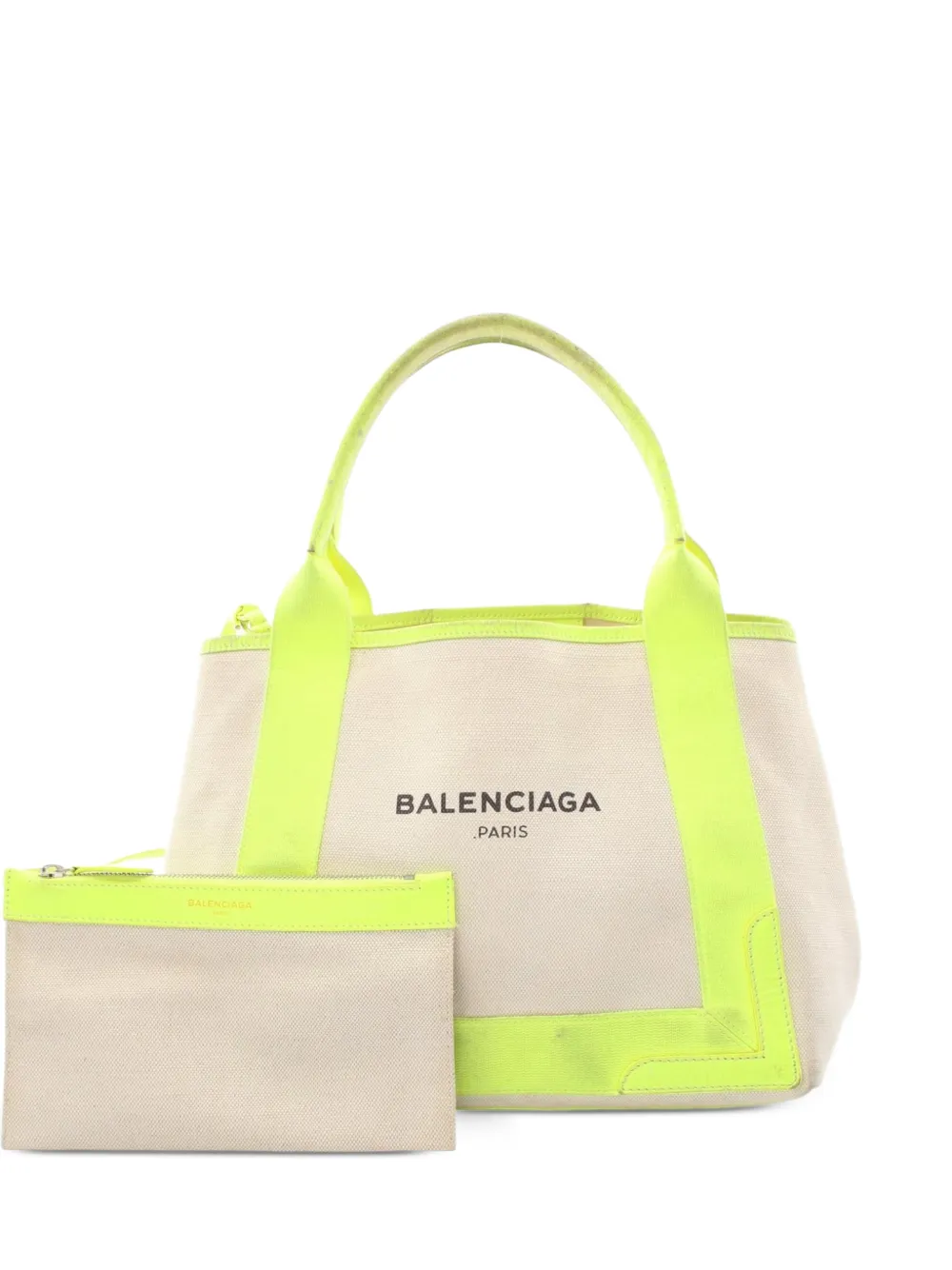 Balenciaga Pre-Owned 2000s small Navy Cabas leather-trim tote bag - Toni neutri