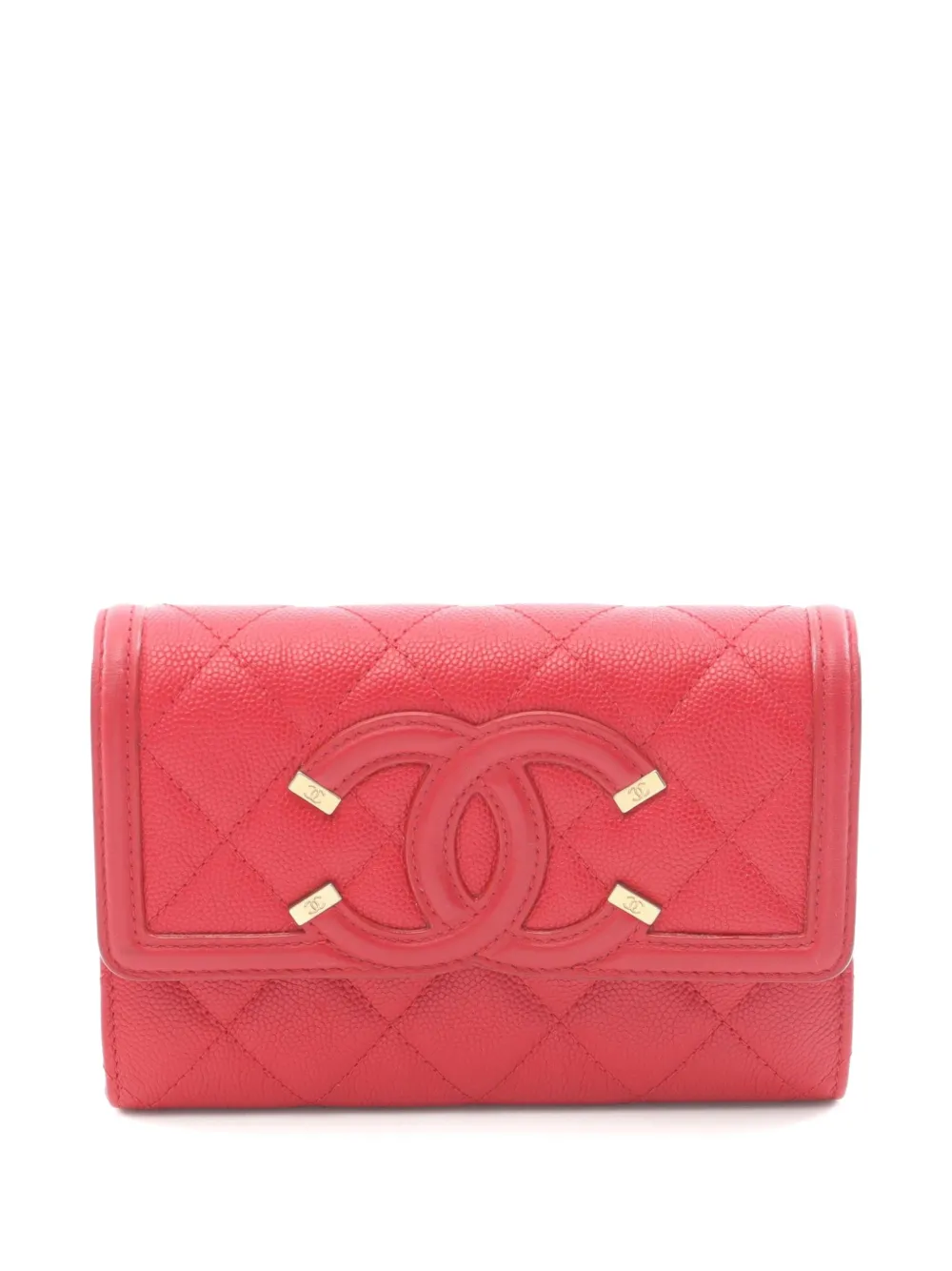CHANEL Pre-Owned 2018 CC Filigree matelassé wallet - Red