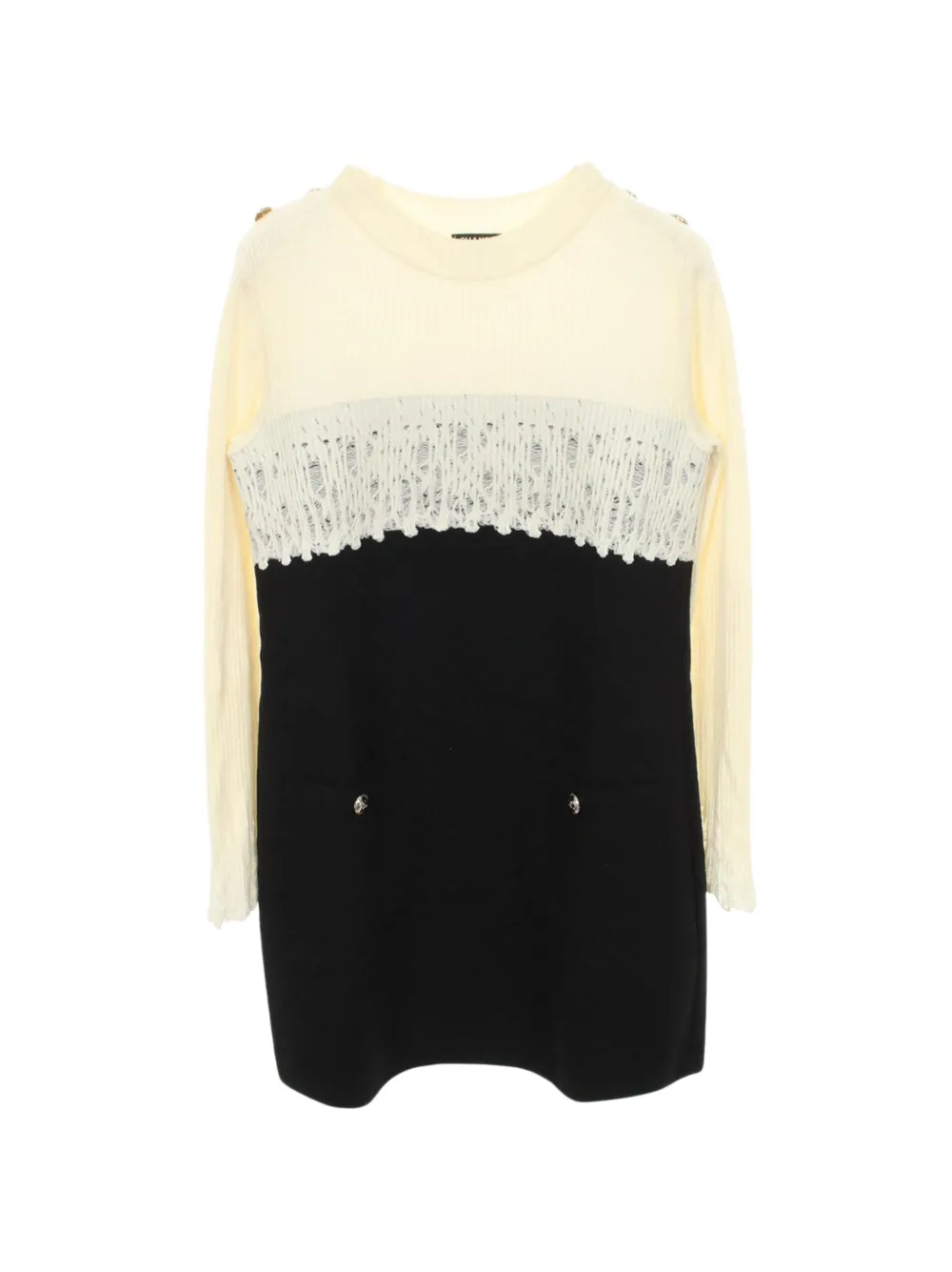 CHANEL Pre-Owned 1986-1988 Cocomark button color-block mini dress - Toni neutri