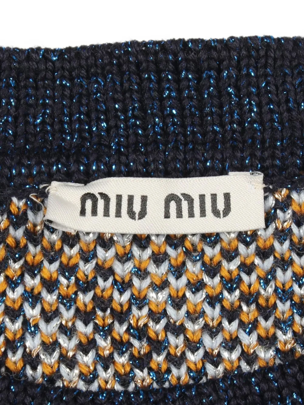 Miu Miu Pre-Owned 2010s geometric-pattern short-sleeve sweater - Blu
