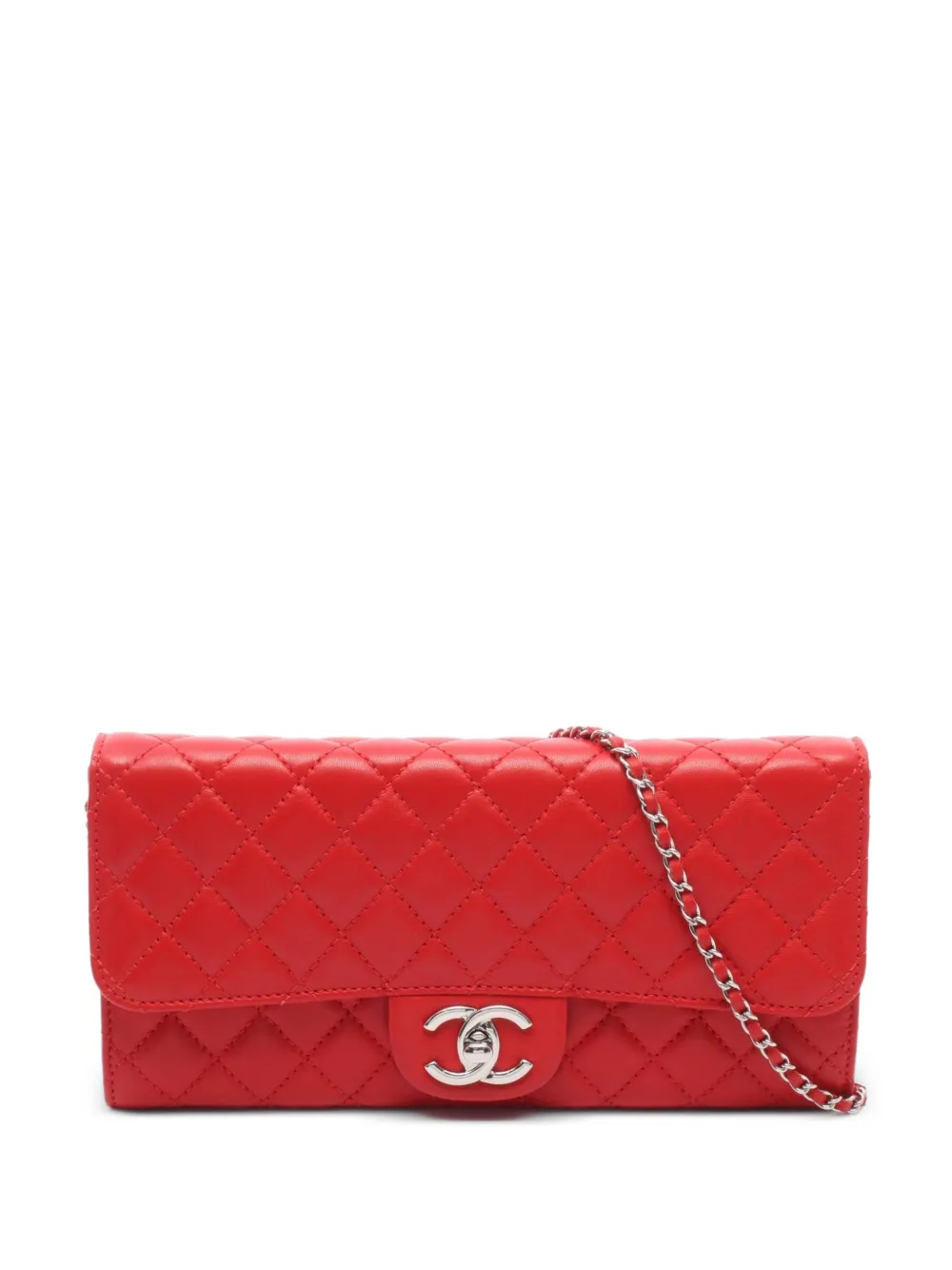 CHANEL Pre-Owned 2010-2011 Matelassé chain wallet - Rosso