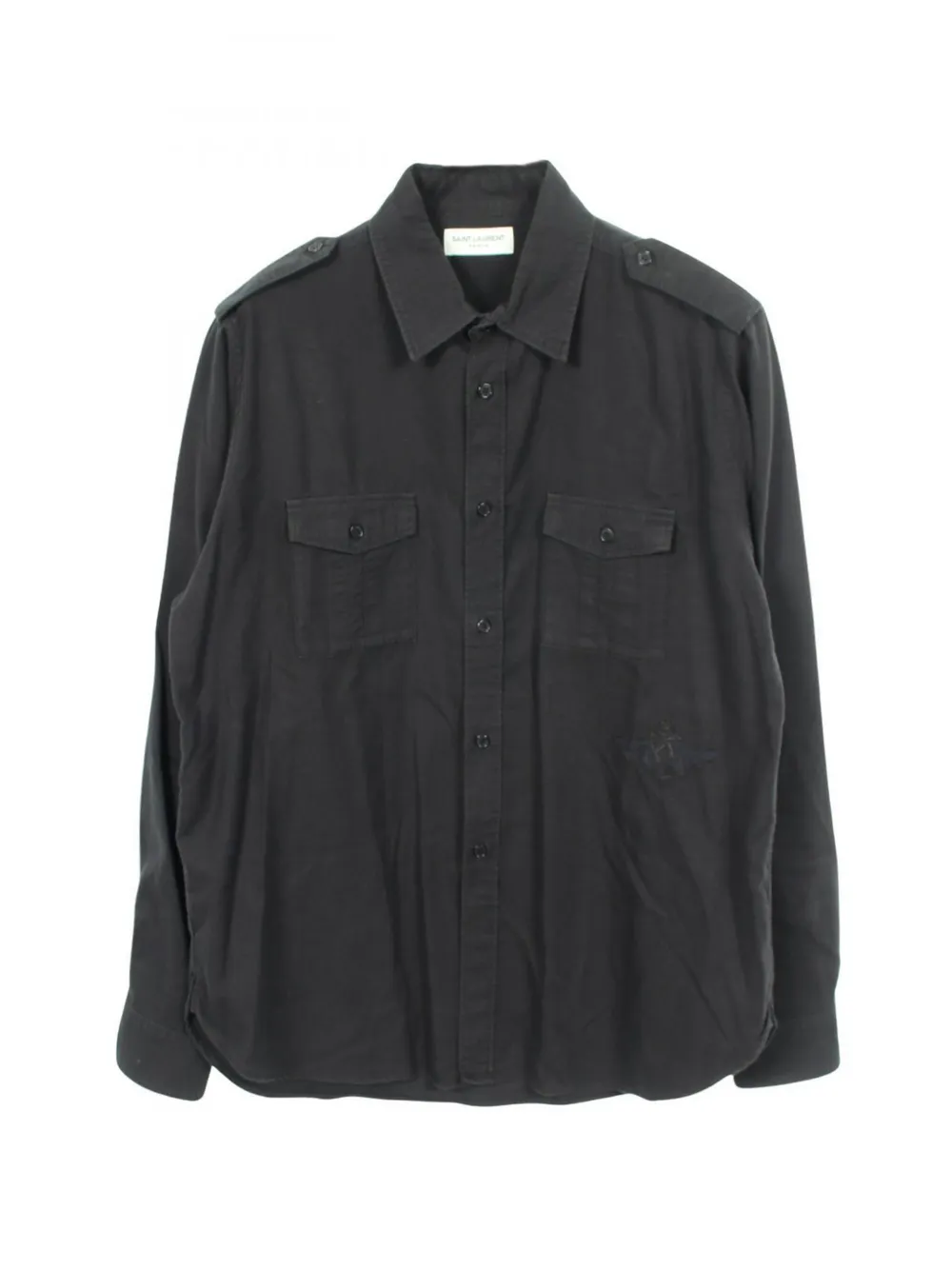 Pre-owned Saint Laurent 2000s Military-style Long-sleeve Shirt In Black