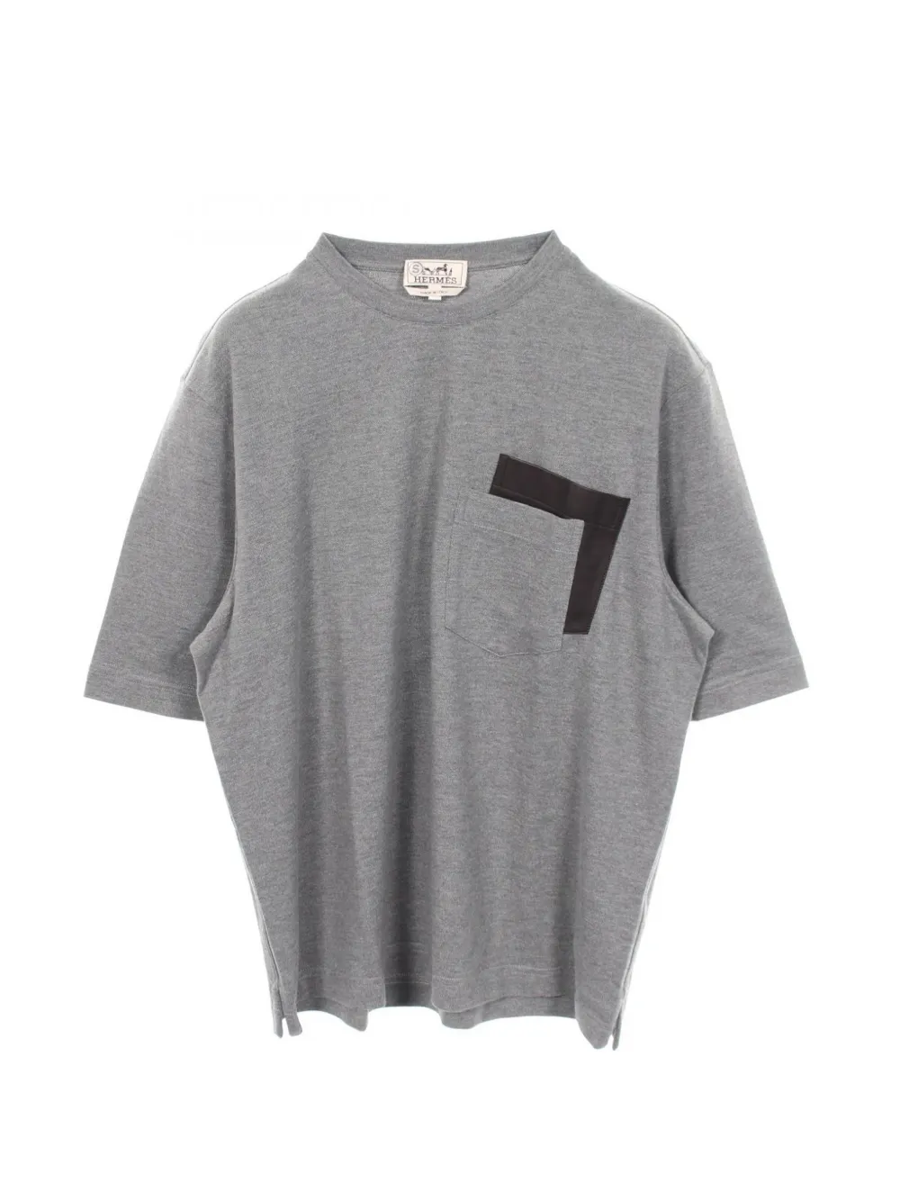 Hermès Pre-Owned 2010s leather-pocket T-shirt - Grigio