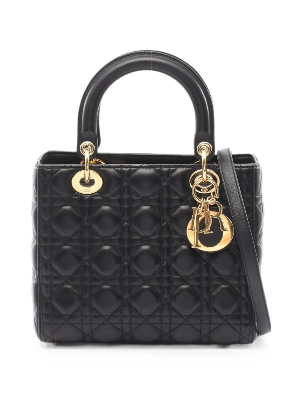 Christian Dior Pre-Owned 2010s Lady Dior Cannage tote bag - Black