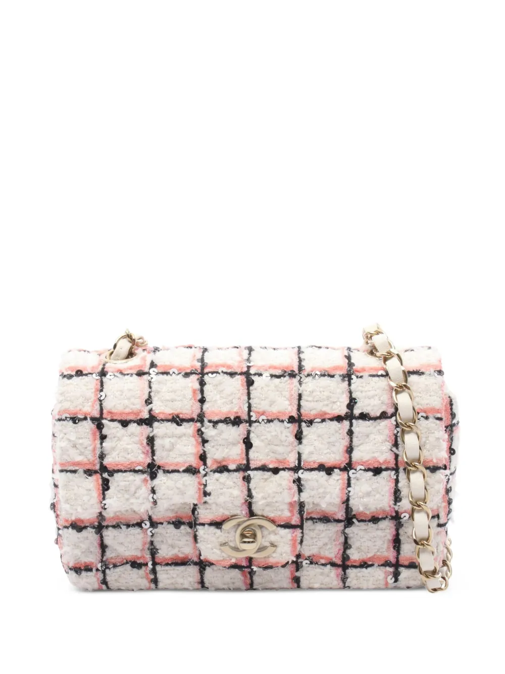 CHANEL Pre-Owned 2021s mini Matelassé sequin shoulder bag - Bianco
