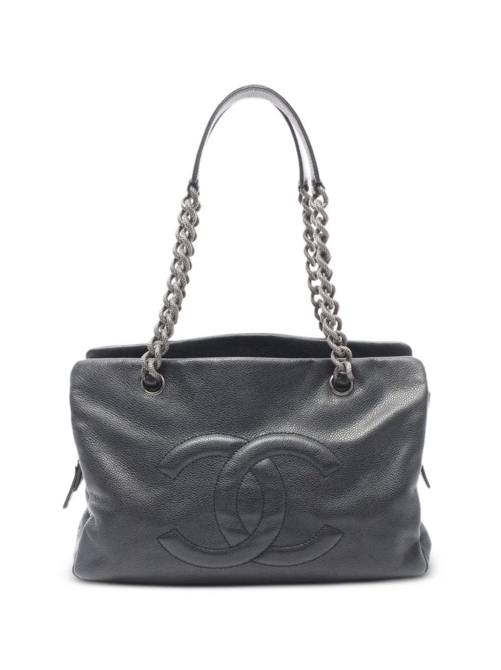 CHANEL Pre-Owned 2009-2010 Coco mark Caviar tote bag - Nero