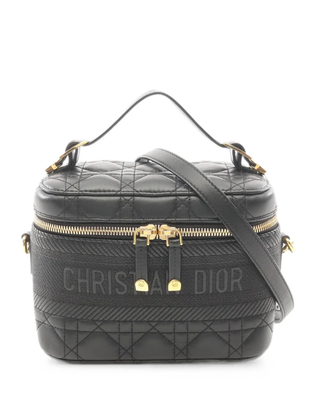 Christian Dior Pre-Owned 2010s Cannage DiorTravel vanity bag - Black