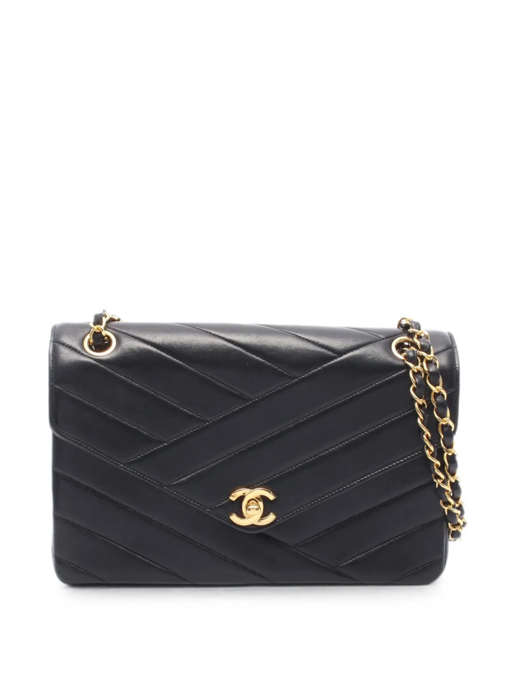 CHANEL Pre-Owned 1994-1996 bias-stitch chain shoulder bag - Nero