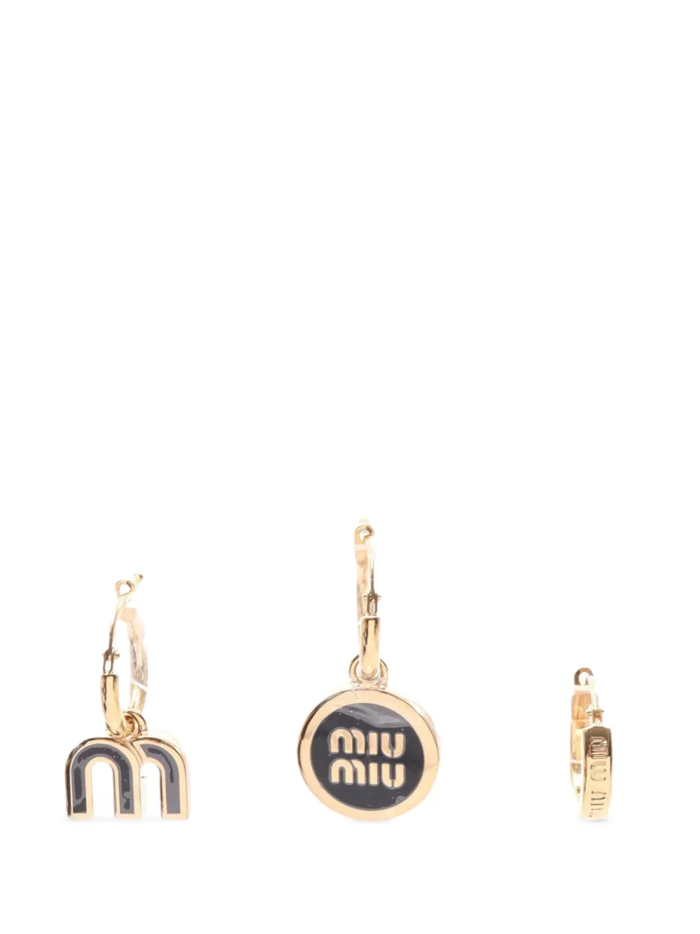 Miu Miu Pre-Owned logo-plaque hoop earrings - Oro