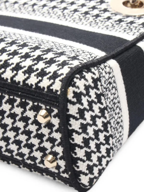Christian Dior Pre-Owned Lady D-Lite Houndstooth Mini Bag | Black