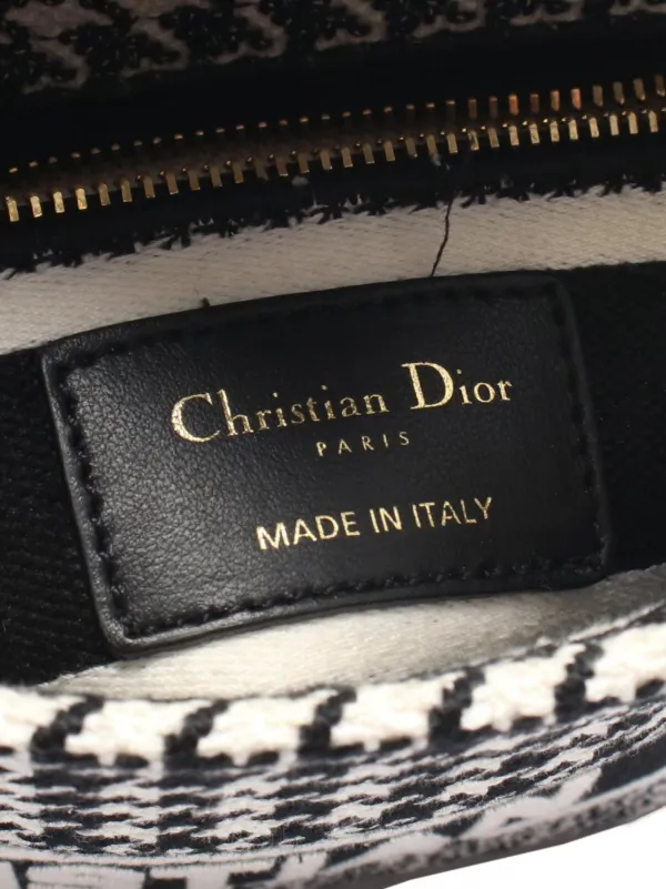Christian Dior Pre-Owned Lady D-Lite Houndstooth Mini Bag | Black