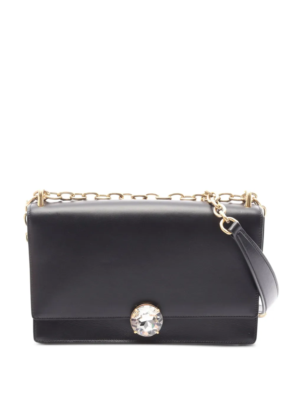 Miu Miu Pre-Owned crystal-embellished chain shoulder bag - Nero