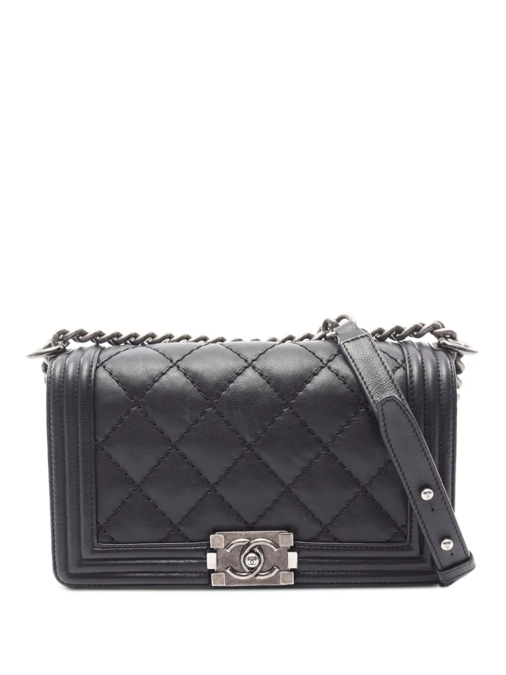CHANEL Pre-Owned 2013-2014 Boy diamond-quilted shoulder bag - Nero