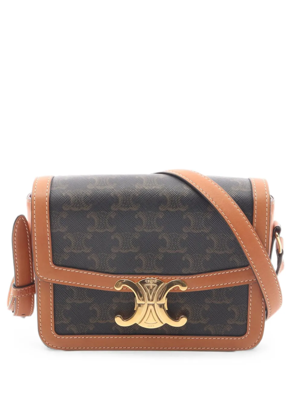 Celine Pre-Owned 2010s Triomphe-detail shoulder bag - Brown
