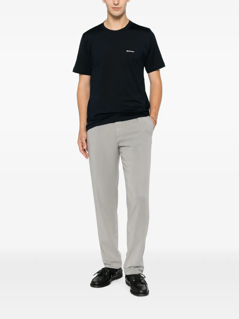 Kiton T-shirt met logoprint Blauw