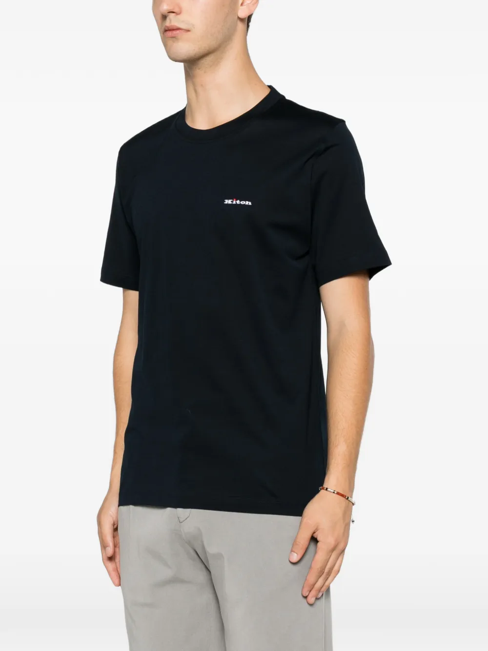 Kiton T-shirt met logoprint Blauw