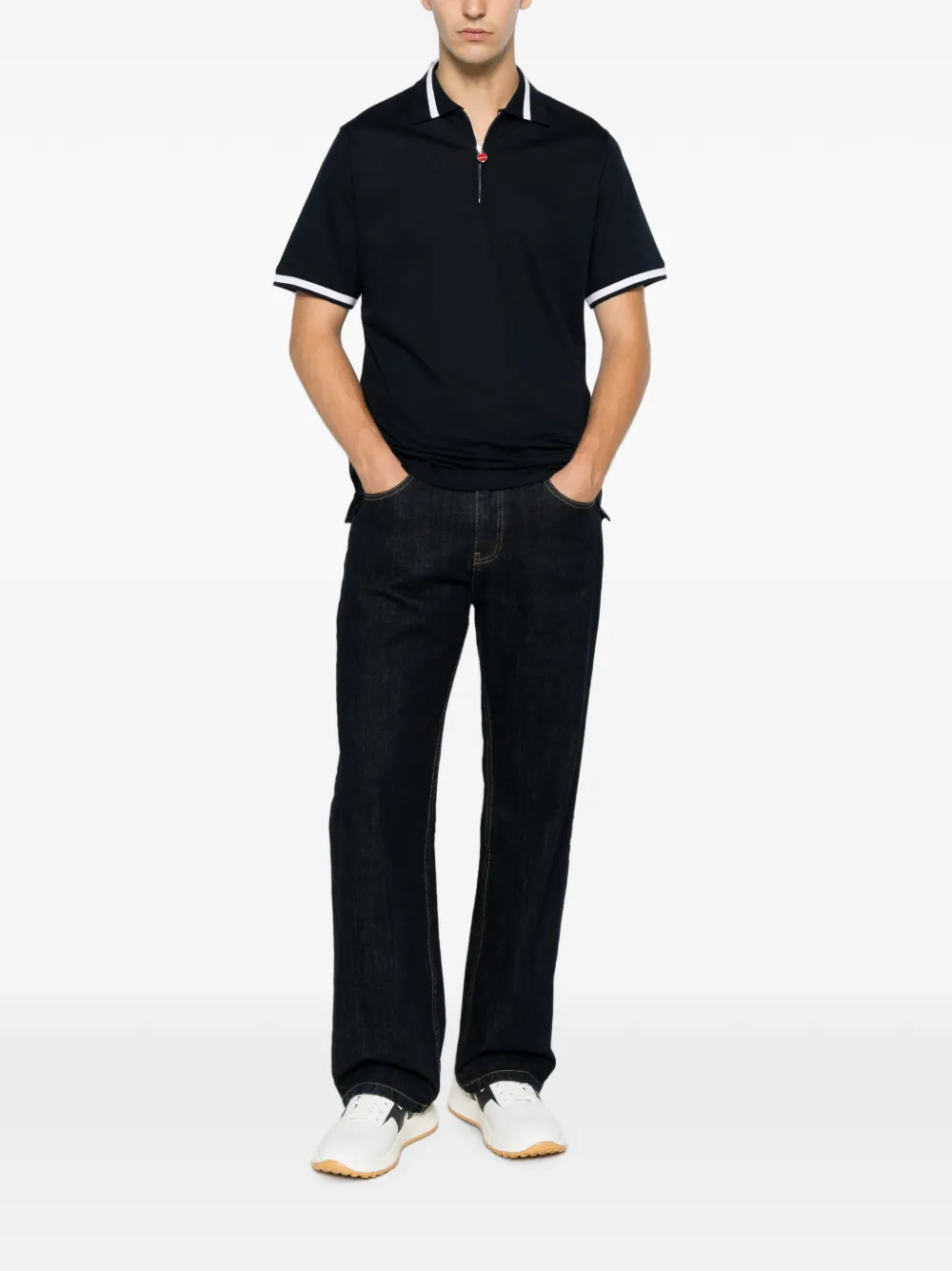 Kiton Poloshirt met rits Blauw