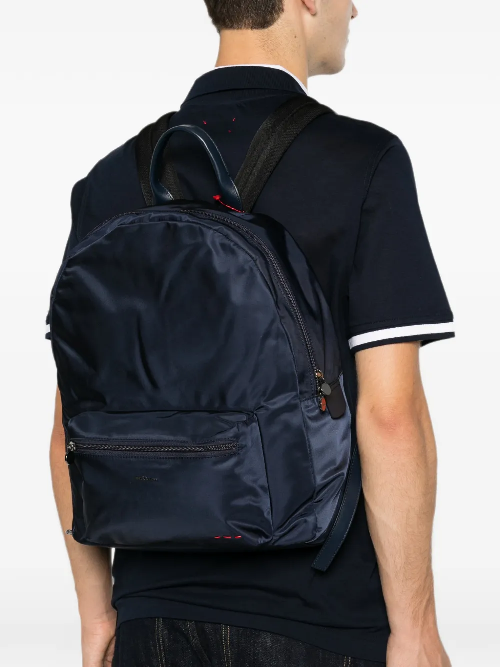 Kiton Rugzak met logoplakkaat en ritssluiting Blauw