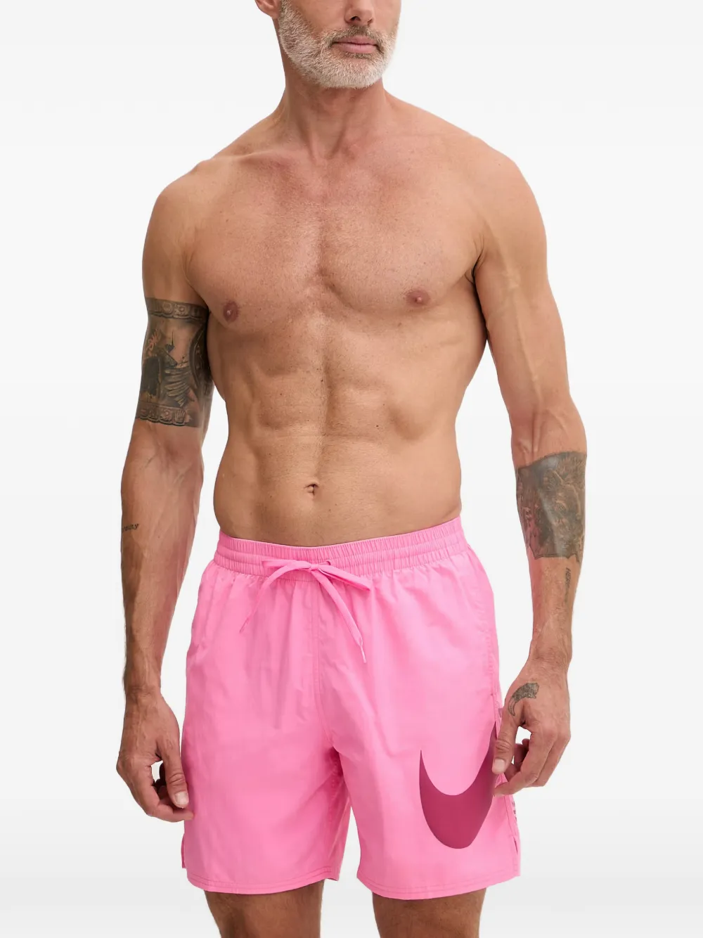 Nike Zwembroek met trekkoord en Swoosh-print Roze