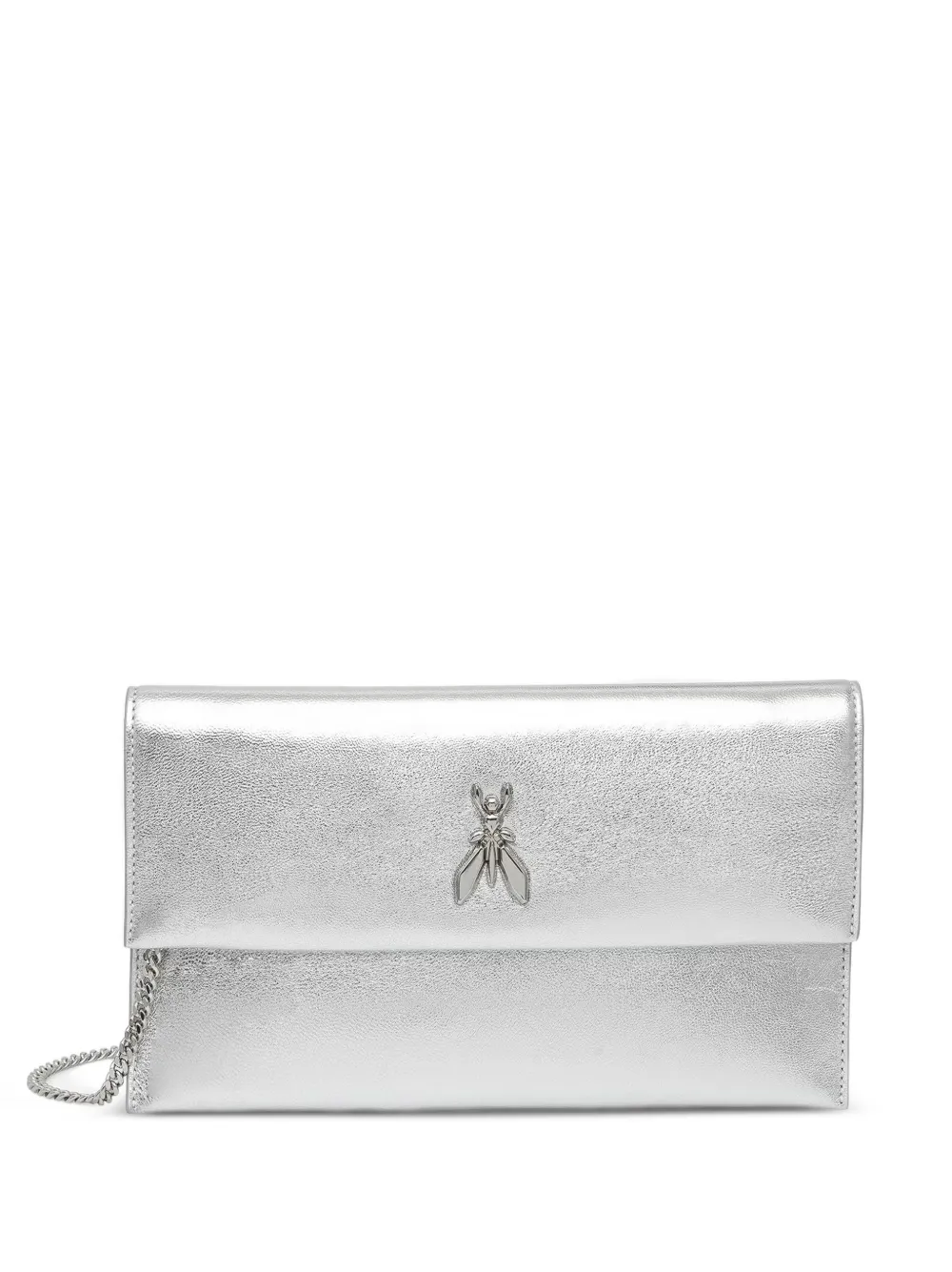Patrizia Pepe Fly metallic-effect clutch bag - Argento