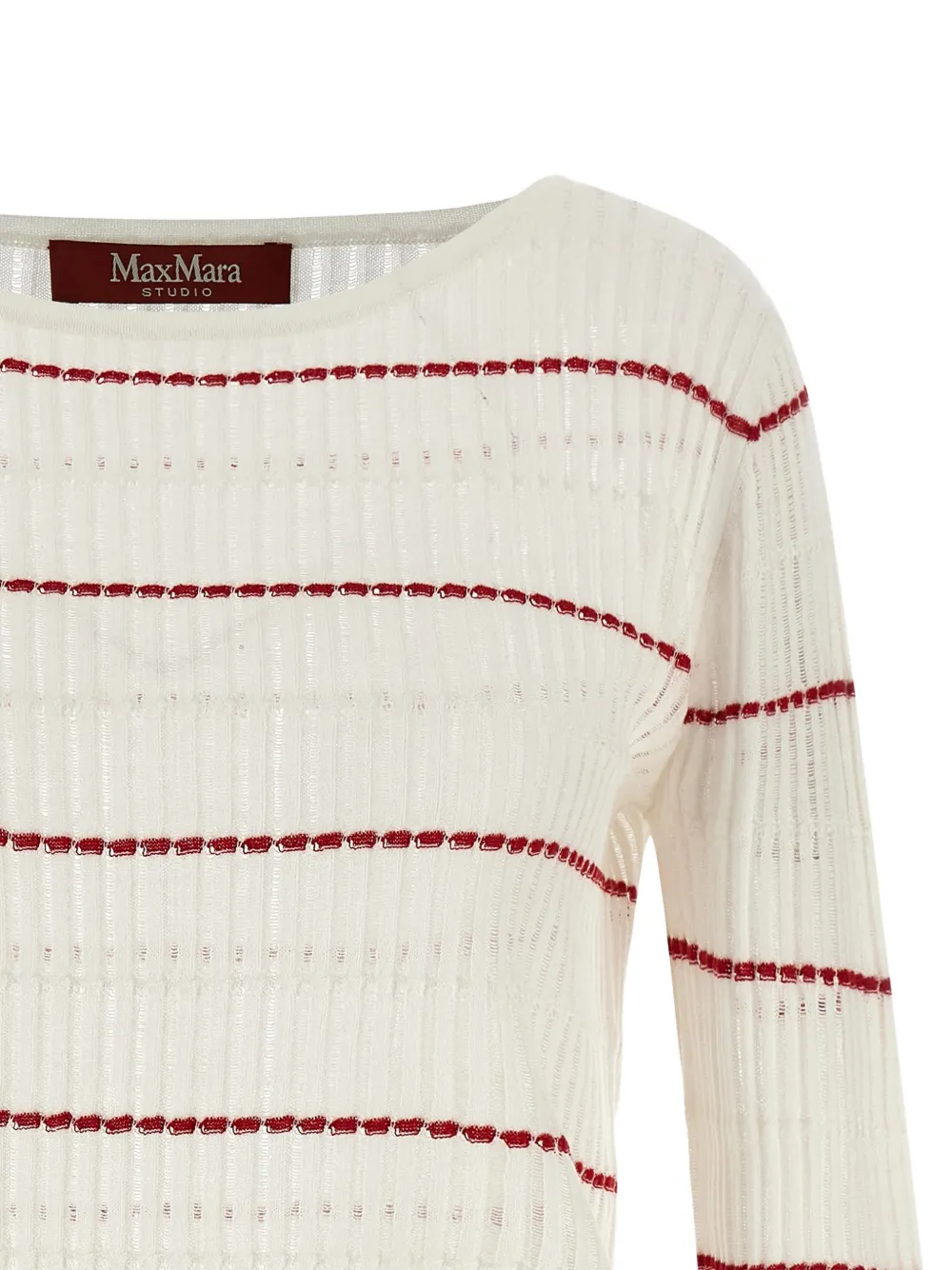 Max Mara Ribgebreide trui met mesh Beige