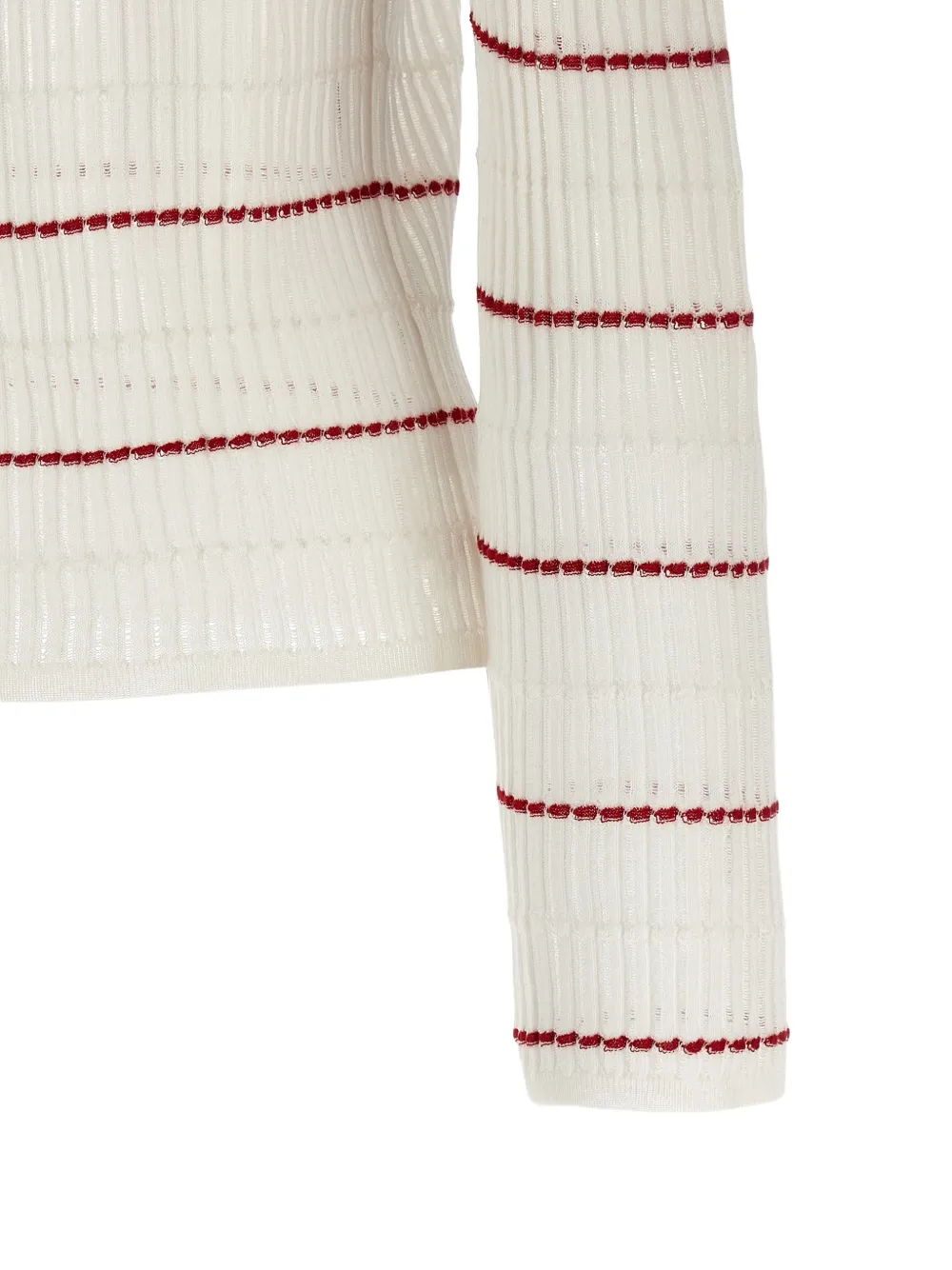 Max Mara Ribgebreide trui met mesh Beige