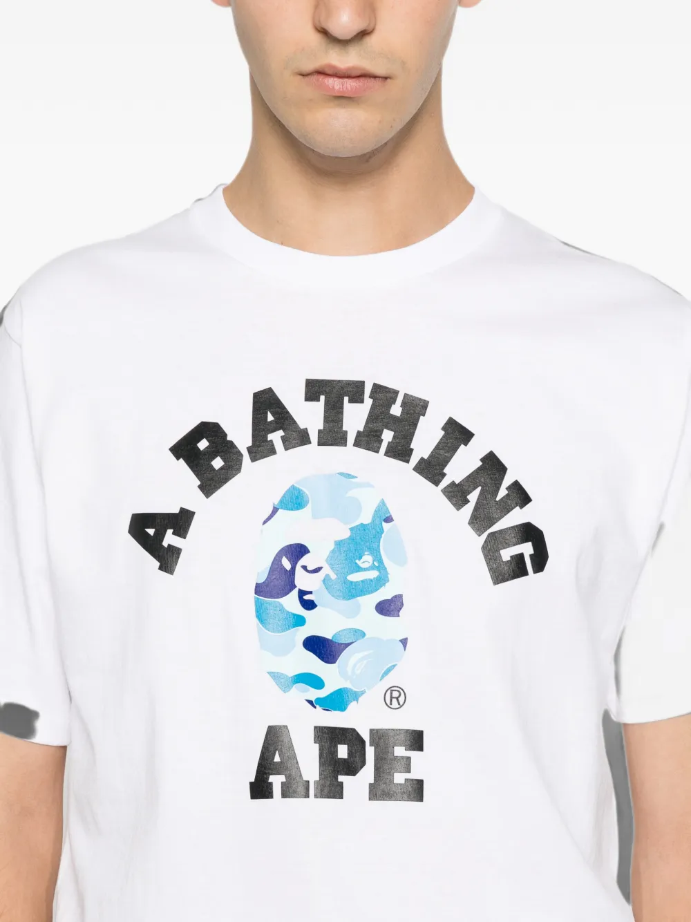 A BATHING APE Katoenen T-shirt met logoprint Wit