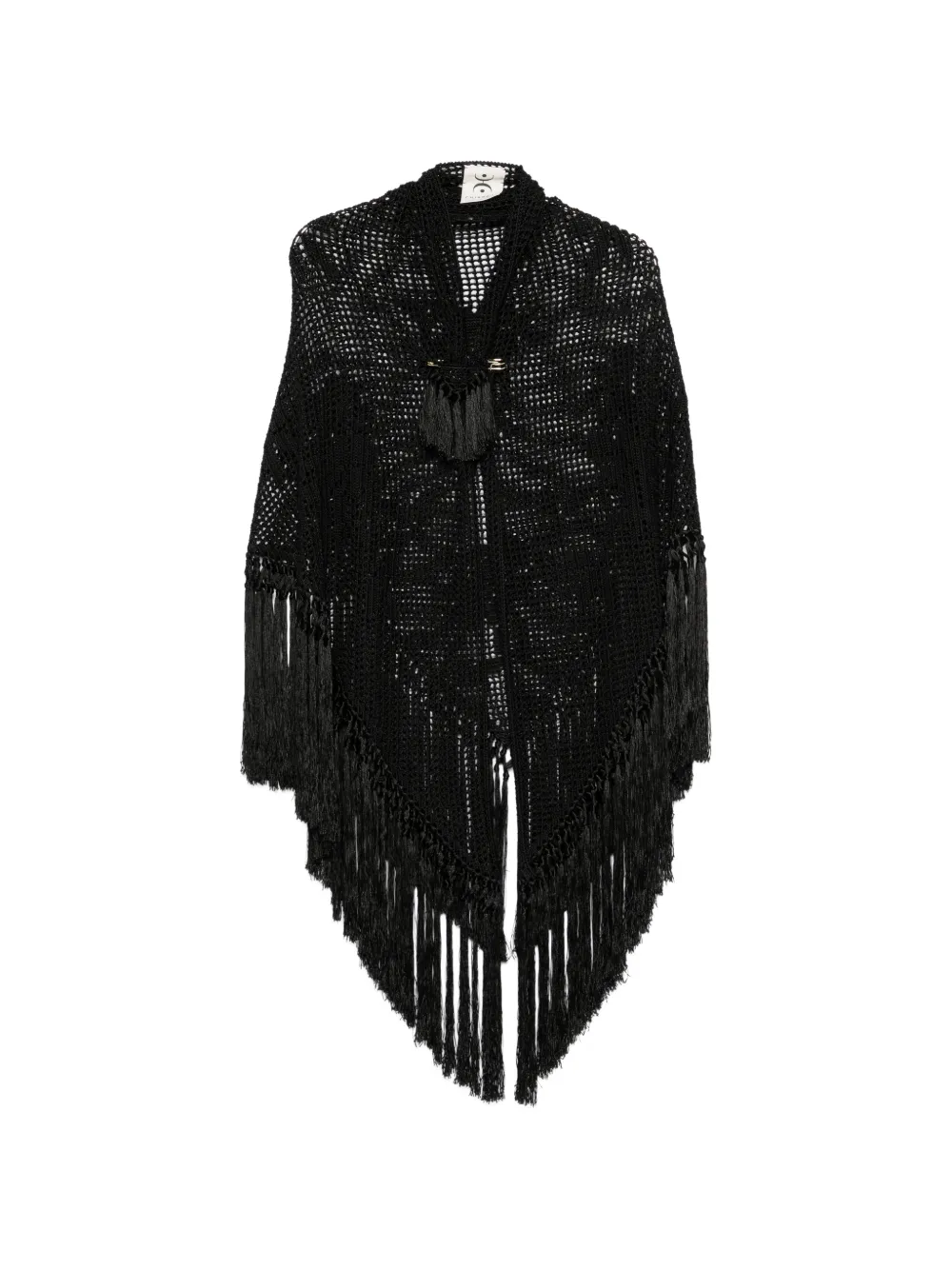 Chiara Is Scialle Rosa crochet fringe-trimmed poncho - Schwarz