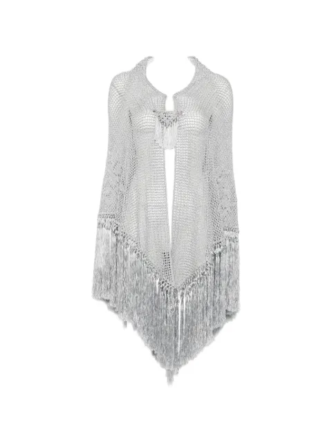 Chiara Is Scialle Rosa fringed-trim crochet-knit poncho