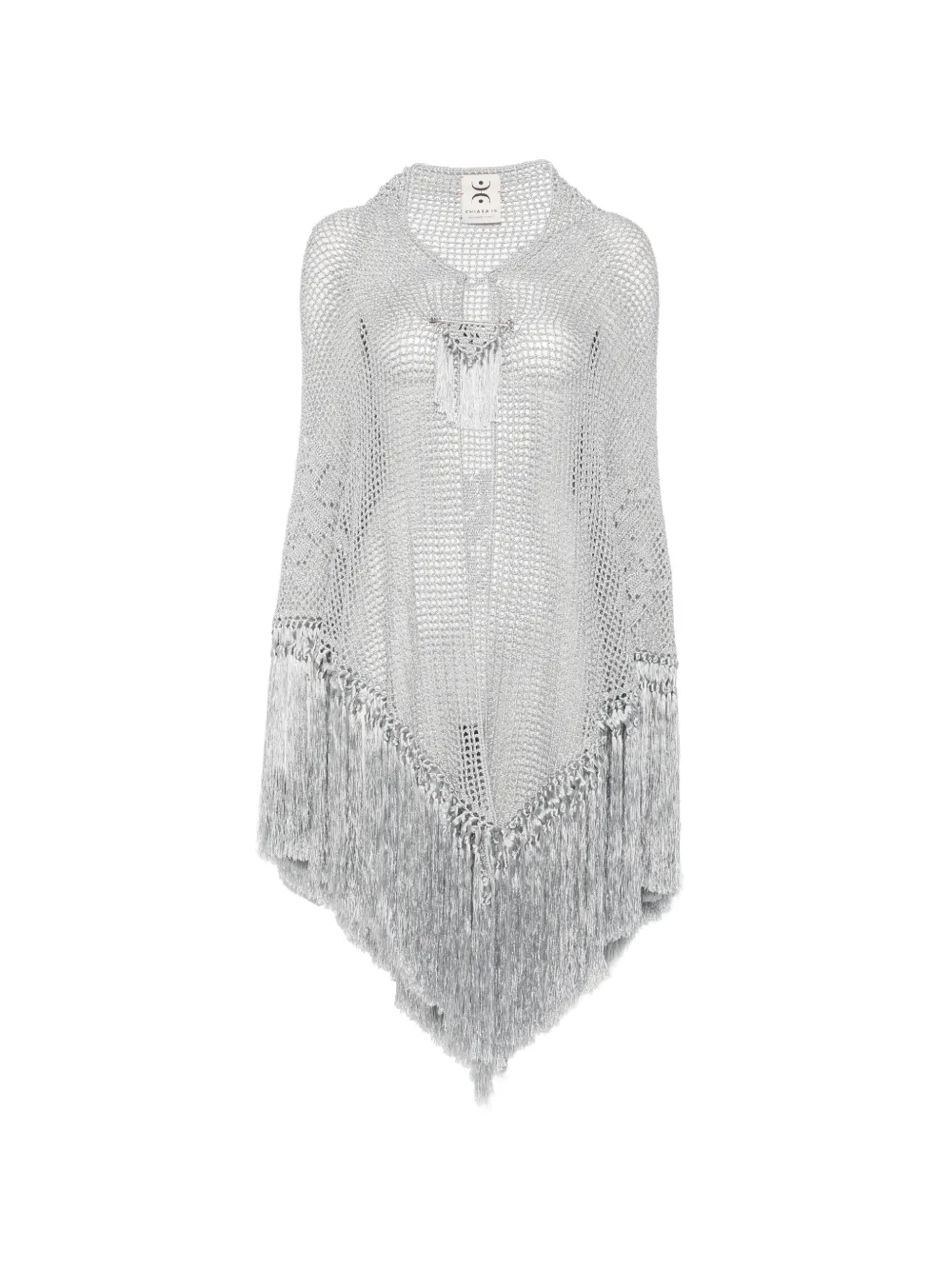 Chiara Is Scialle Rosa fringed-trim crochet-knit poncho - Silber