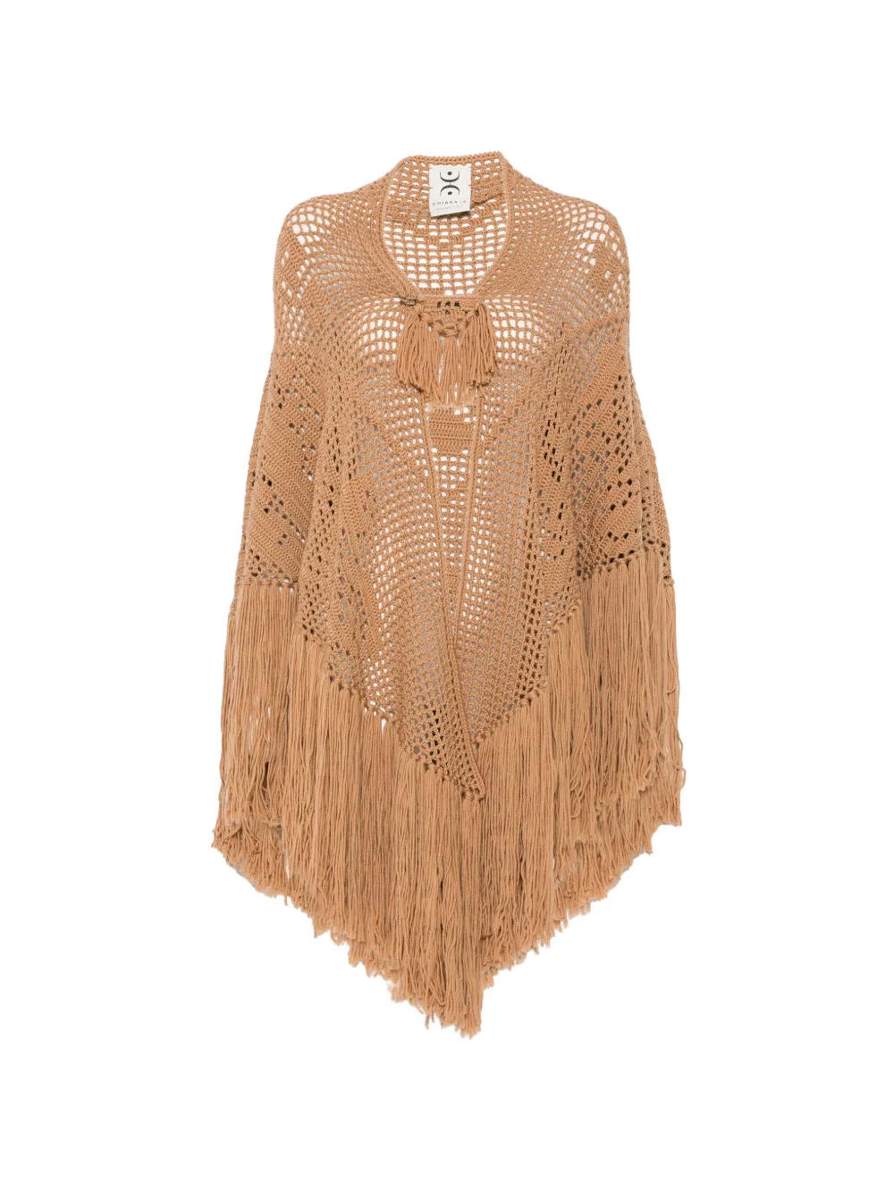 Chiara Is Peonia fringed-trim crochet-knit poncho - Nude