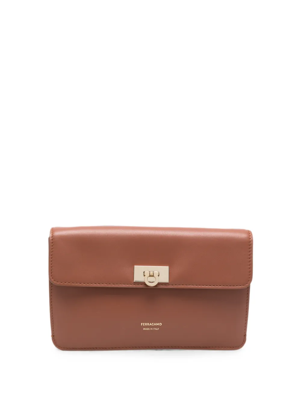 Ferragamo Gancini flip-lock clutch bag - Marrone