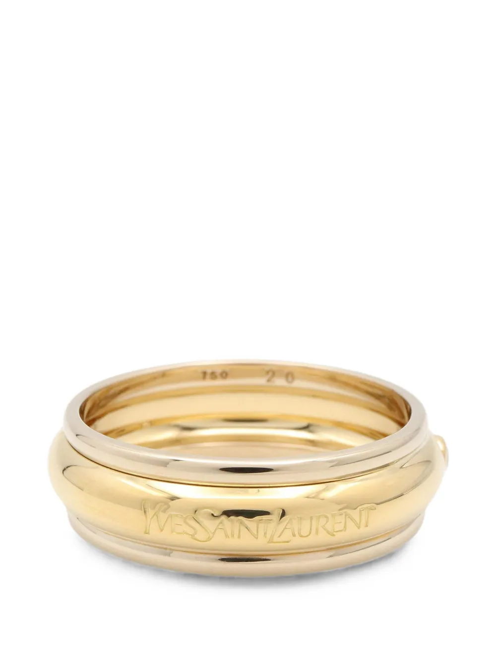 Saint Laurent Pre-Owned 10s logo-engraved diamond ring - Gold