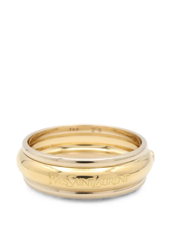 Saint Laurent Pre-owned 10s Logo-engraved Diamond Ring in Gold