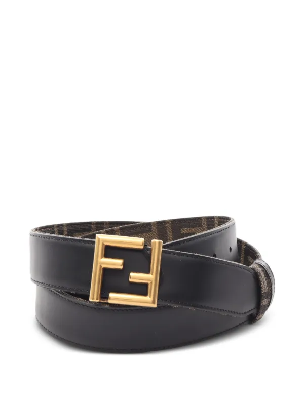 Fendi Pre-owned 20s Ff-logo Reversible Belt in Brown