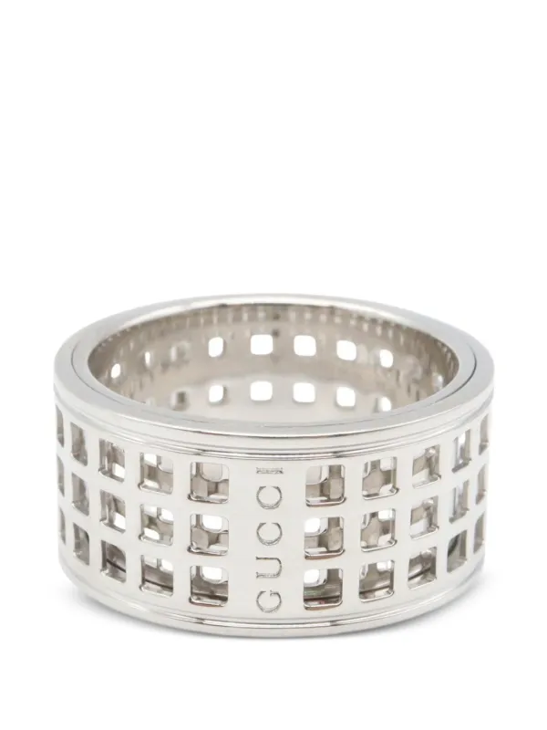 Gucci Pre-owned Grid-cutout Ring in Silver